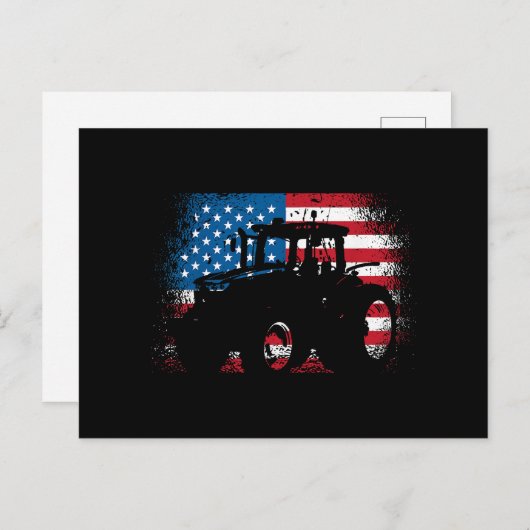 トラクターUSA国旗のデザインfor愛国的農家 シーズンポストカード (正面/裏面)