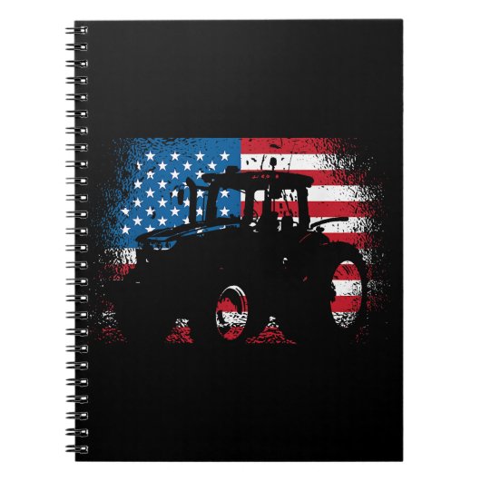 トラクターUSA国旗のデザインfor愛国的農家 ノートブック (正面)