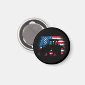 トラクターUSA国旗のデザインfor愛国的農家 マグネット (正面/裏面)