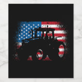 トラクターUSA国旗のデザインfor愛国的農家 ワインラベル (シングルラベル)
