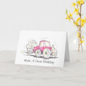 トラクタ及びトレーラに誕生日カードを素晴らし装着する カード (黄色い花)