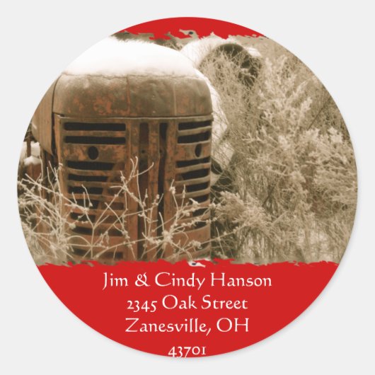 トラクタ差出人住所ラベル ラウンドシール (正面)