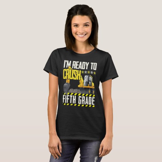 トラクタ建築車両Fifthクラッシュ準備ができている Tシャツ (正面フル)