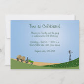 トラクタ招待状:かわいいヘイベールファームシーン 招待状 (裏面)