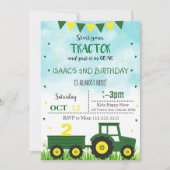 トラクタ招待状、トラクタ誕生日招待状 招待状 (正面)