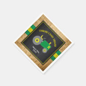 トラクタ素朴ーベビーシャワーグリーンと黄色 スタンダードカクテルナプキン (角)