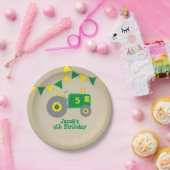 トラクタ素朴ーベビーシャワーグリーンと黄色 ペーパープレート (パーティー)