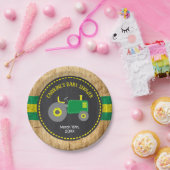 トラクタ素朴ーベビーシャワーグリーンと黄色 ペーパープレート (パーティー)