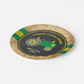 トラクタ素朴ーベビーシャワーグリーンと黄色 ペーパープレート (アングル)