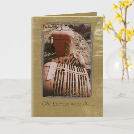 トラクタ誕生日カード カード (黄色い花)