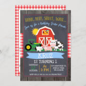 トラクタ誕生日パレード誕生日招待状 招待状 (正面/裏面)