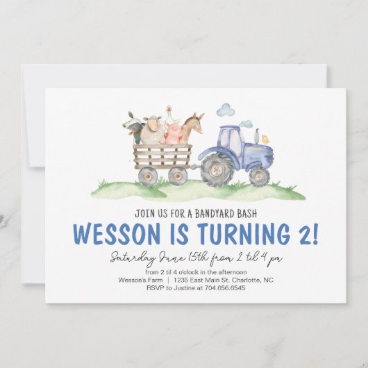 トラクタ誕生日ファーム誕生日招待状 招待状 (正面)