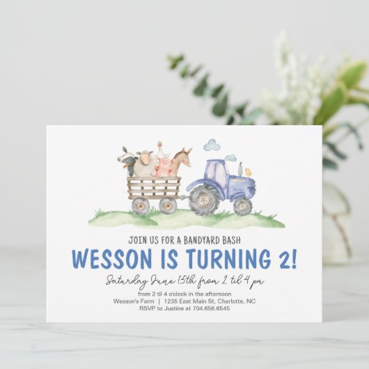 トラクタ誕生日ファーム誕生日招待状 招待状 (スタンド正面)