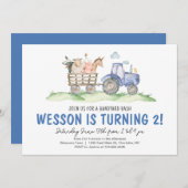 トラクタ誕生日ファーム誕生日招待状 招待状 (正面/裏面)