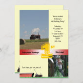 トラクタ誕生日招待状:トラクタ国際的ー 招待状 (正面/裏面)