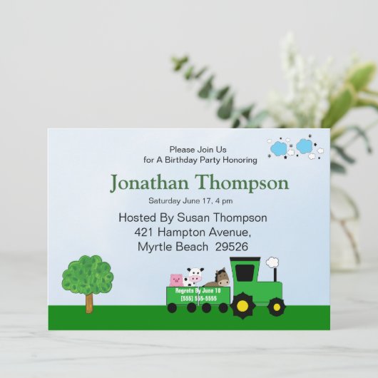 トラクタ誕生日招待状 招待状 (スタンド正面)