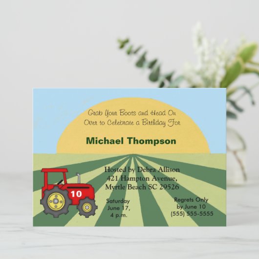 トラクタ誕生日招待状 招待状 (スタンド正面)