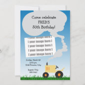 トラクタ誕生日招待状:黄色トラクタ 招待状 (正面)