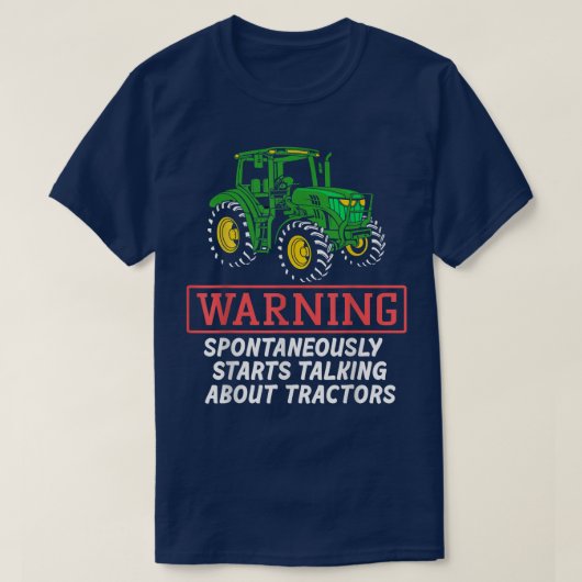 トラクタ警告ー農家について自発的に語る Tシャツ (デザイン正面)