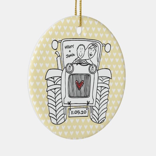 トラクパーソナライズされたタの結婚クリスマス装飾 セラミックオーナメント (右)