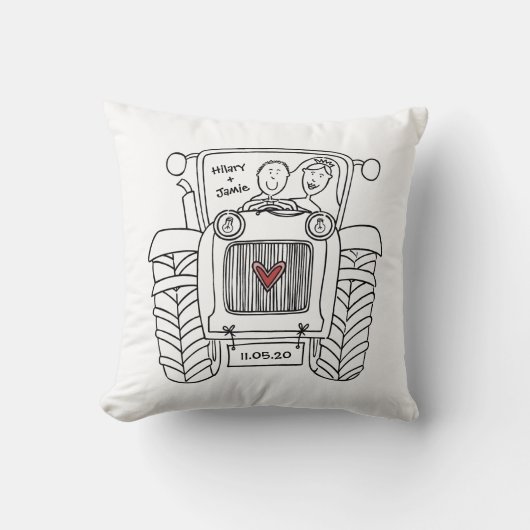 トラクパーソナライズされたタカントリーファームズ結婚クッション クッション (正面)