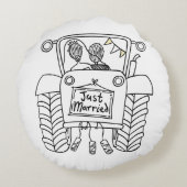 トラクパーソナライズされたタカントリーファームズ結婚クッション ラウンドクッション (裏面)