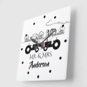 トラクパーソナライズされたター夫妻カップル農場LOVE スクエア壁時計 (傾斜)