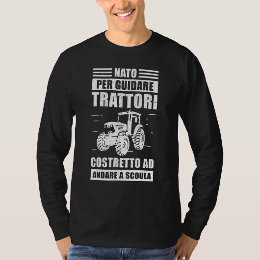 トラク生まれタの力を運転して学校に行く Tシャツ (正面)