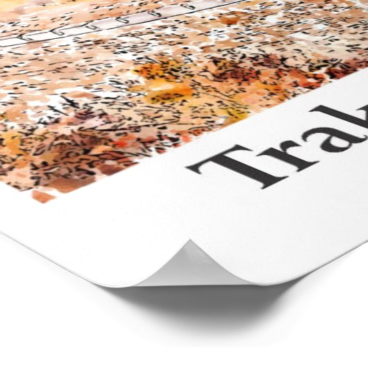 トラコスキャンキャッスルクロアチア旅行水の色 ポスター (角)