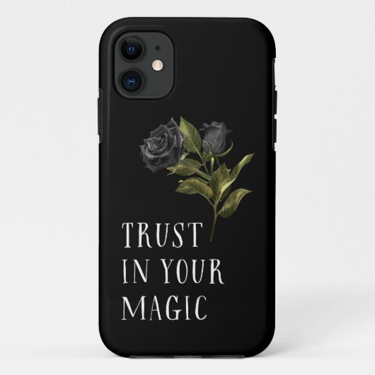 トラストインあなたの魔法引用文ブラックバラ Case-Mate iPhoneケース (裏面)