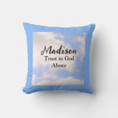 トラストインゴッドブルースカイ名前をカスタムする 感動的 クッション (正面)