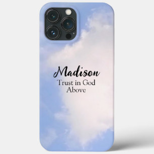 トラストインゴッドブルースカイ名前をカスタムする 感動的 iPhone 13 PRO MAXケース