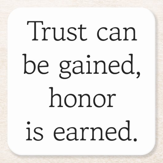 トラスト&オナー紙コースター スクエアペーパーコースター (正面)