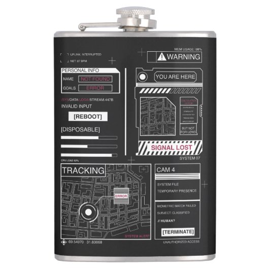 トラッキング – テクノ – ブルタリストストリートウェアデザイン フラスク (正面)