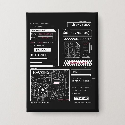 トラッキング – テクノ – ブルタリストストリートウェアデザイン 缶バッジ (正面)