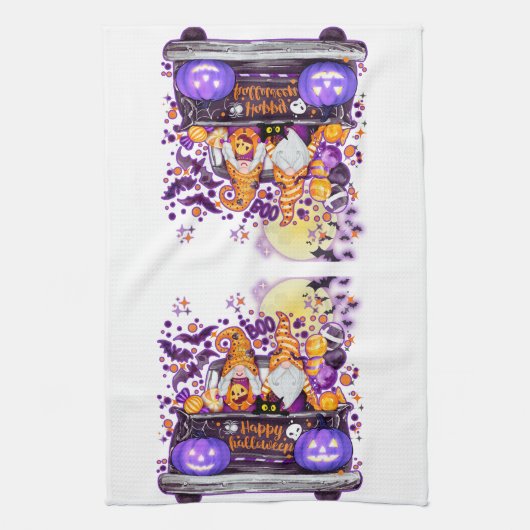 トラッキンハロウィーン格言 キッチンタオル (縦)