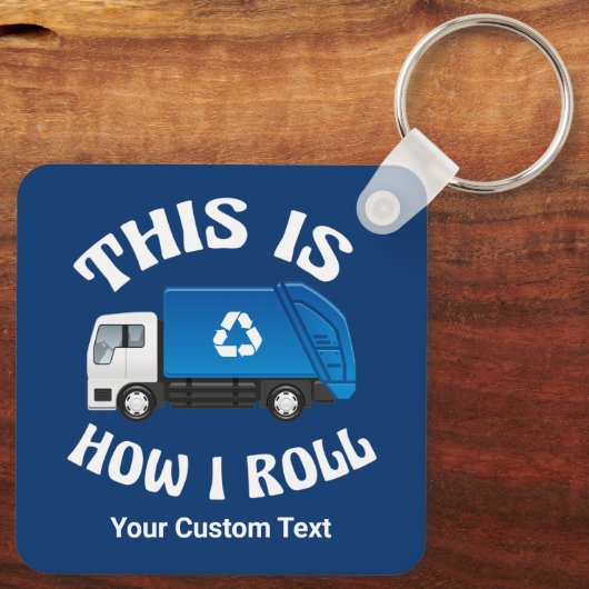 トラックおもしろいの運転手をリサイクルする私の転がやり方 キーホルダー (裏面)