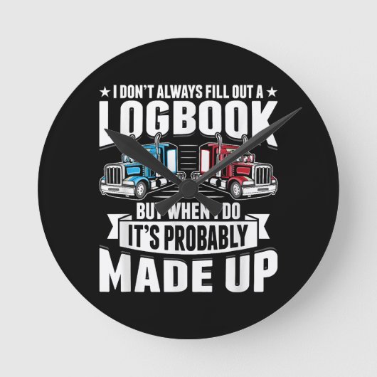 トラックおもしろいカーのトラックでユーモアトラクタートラートラック ラウンド壁時計 (正面)