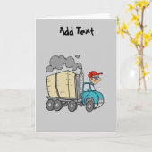 トラックおもしろい運転マンガパーソナライズされたー カード (黄色い花)