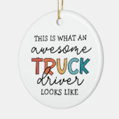 トラックおもしろい運転手 |牽引素晴らしトラックドライバー セラミックオーナメント (左)