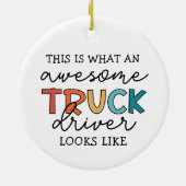トラックおもしろい運転手 |牽引素晴らしトラックドライバー セラミックオーナメント (裏面)