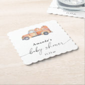 トラックかぼちゃの秋のベビーシャワー ペーパーコースター (アングル)