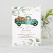 トラックがパンプキンを載せてベビーシャワーの前を通り過ぎる 招待状 (スタンド正面)