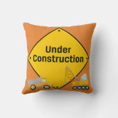 トラックが付いている建設中の印 クッション (裏面)