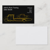 トラックが付いている金ゴールドの輪郭のロールバックレッカー車 名刺 (正面/裏面)