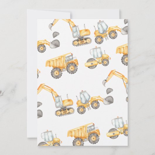 トラックすべてをダンプ建築1st誕生日 招待状 (裏面)