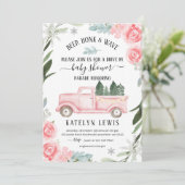 トラックでドライブバイ冬のベイビーシャワー招待状 招待状 (スタンド正面)