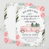 トラックでドライブバイ冬のベイビーシャワー招待状 招待状 (正面/裏面)
