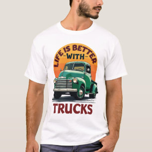 トラックで生活が良いレトロデザイン Tシャツ