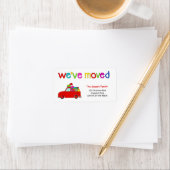 トラックとギフトのクリスマスラベル引っ越しました ラベル (インサイチュ)